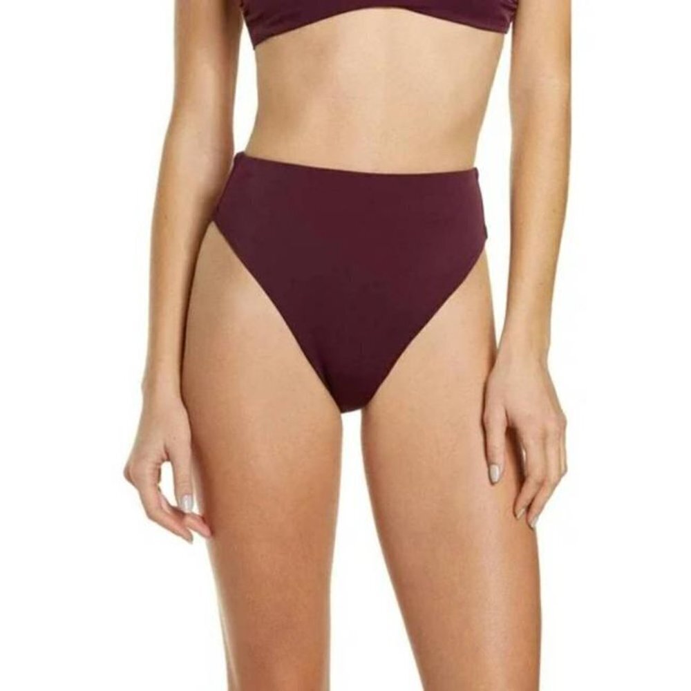 𝅺CHELSEA28 Eggplant "Easy Retro" Bikini Bottoms Womens Sz Large BNWOT High Waist